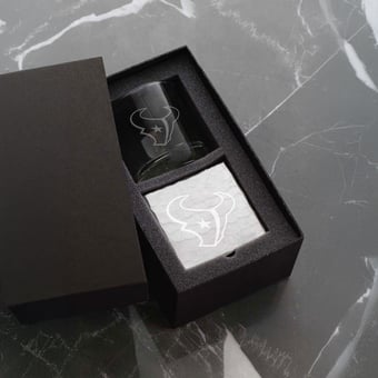 Wendell August Forge Houston Texans Etched Rocks Glass & Square Coaster Set