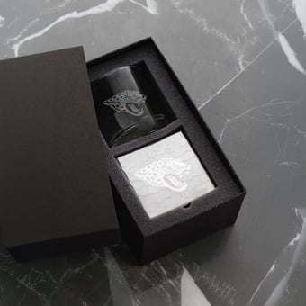 Wendell August Forge Jacksonville Jaguars Etched Rocks Glass & Square Coaster Set