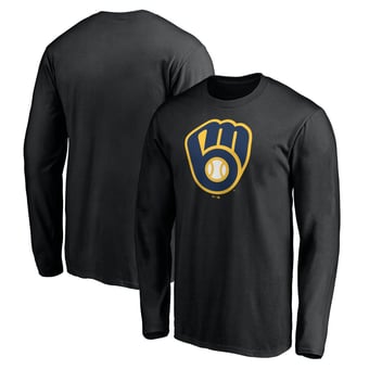 Men's Black Milwaukee Brewers Team Logo Long Sleeve T-Shirt