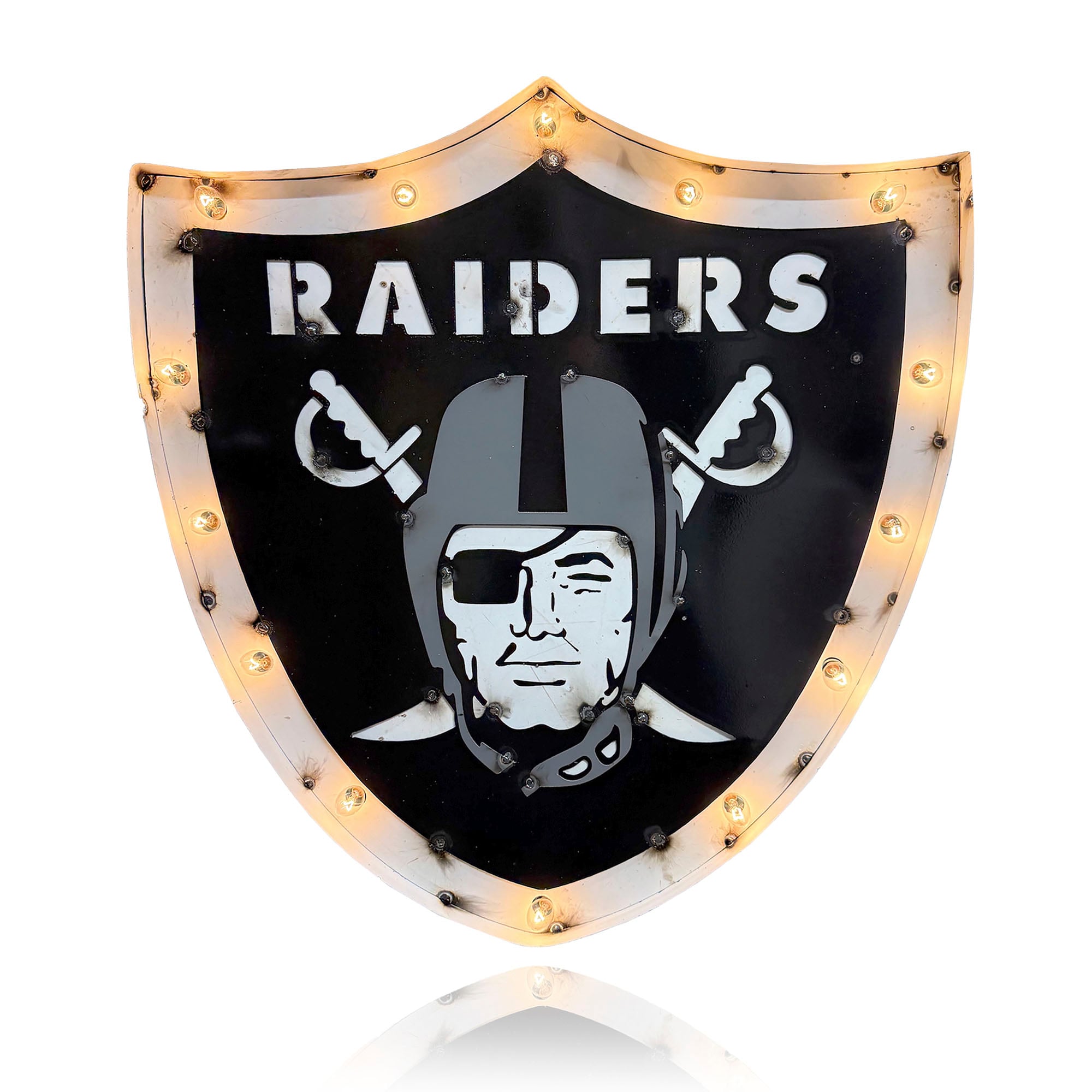 Imperial Las Vegas Raiders Logo Lighted Recycled Metal Sign