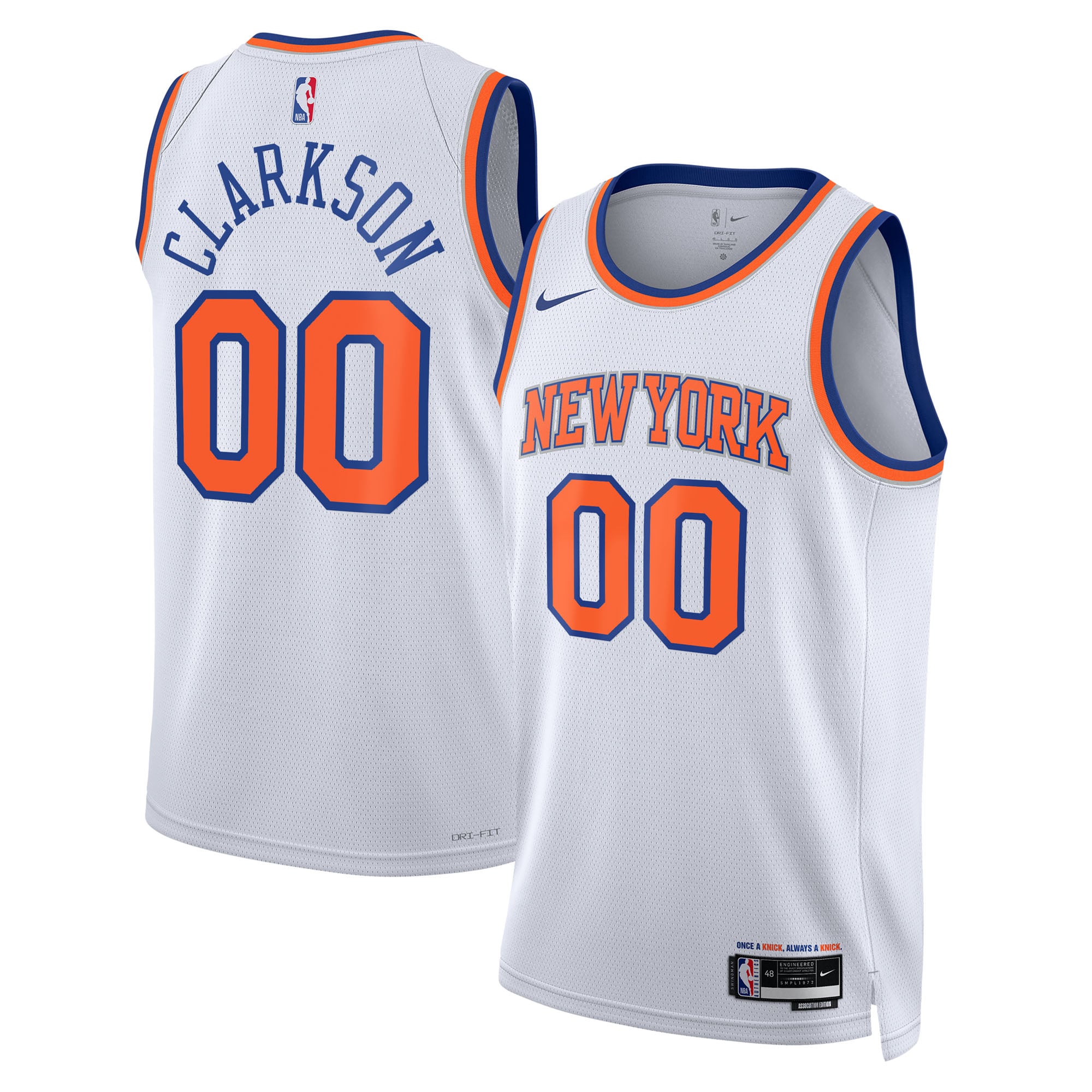 New York Knicks Nike Association Edition Swingman-Trikot – Weiß – Jordan Clarkson – Unisex