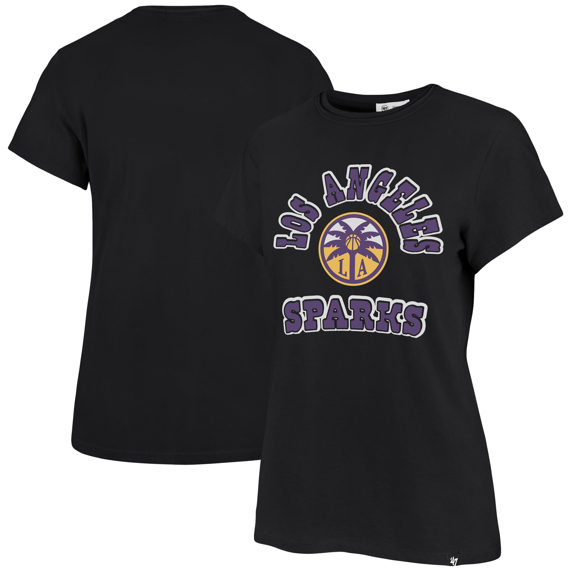 Women's '47 Black Los Angeles Sparks Logo Lockup V-Neck Plus Size T-Shirt