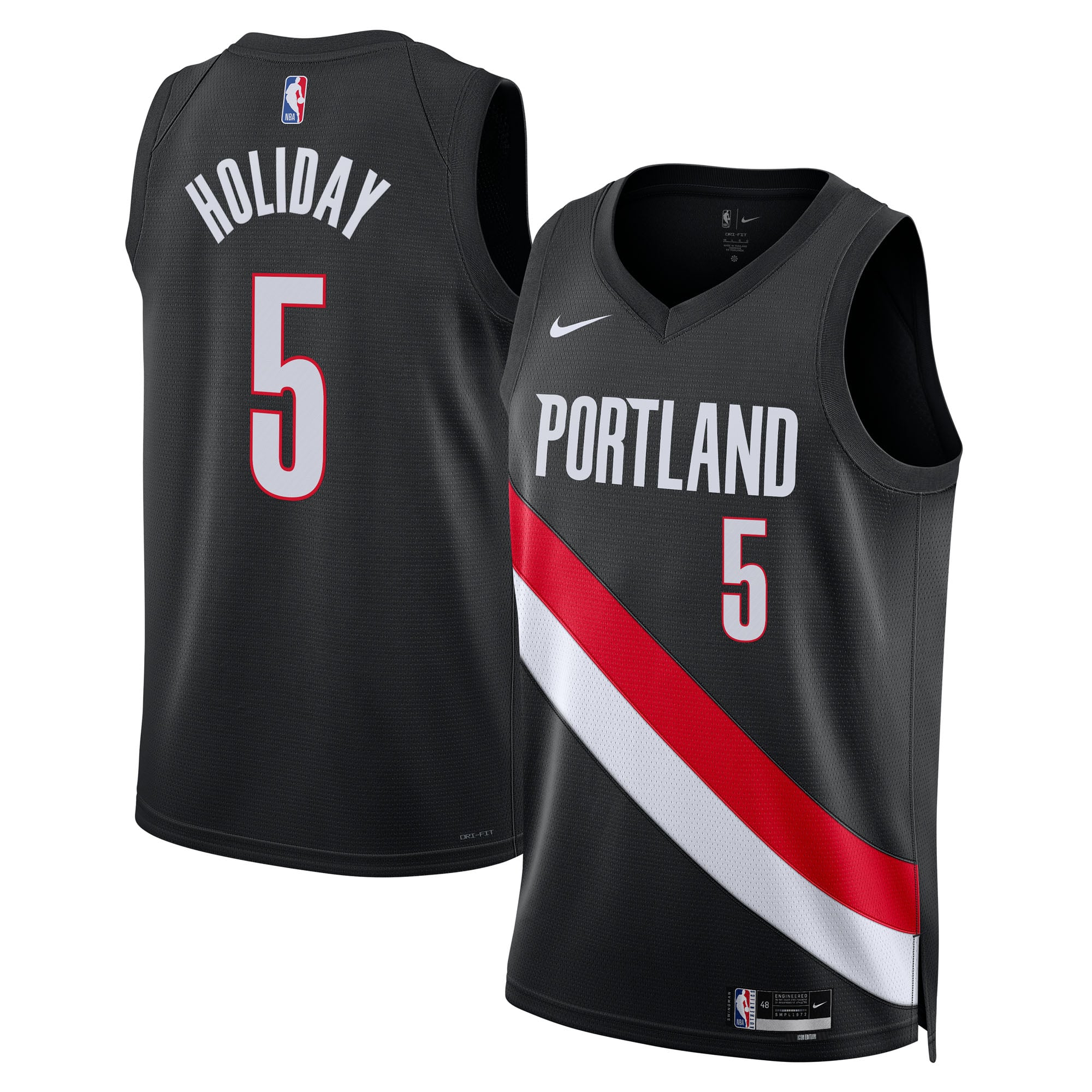 Camiseta Nike Icon Edition Swingman réplica de los Portland Trail Blazers - Negra - Jrue Holiday - Unisex