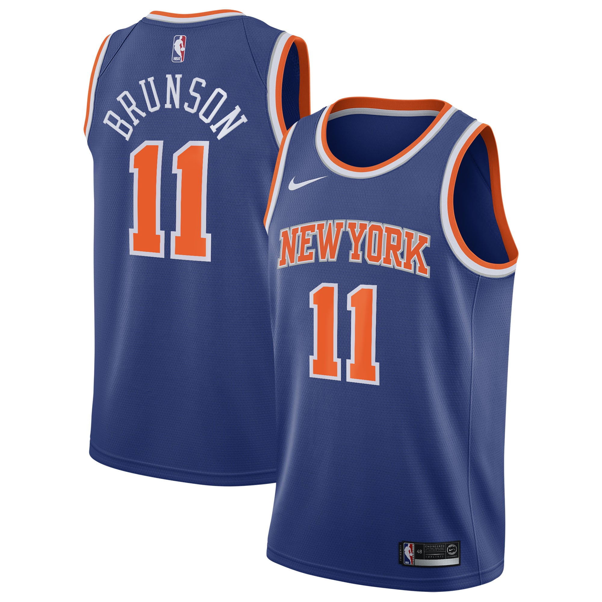 New York Knicks Nike Icon Edition Swingman-Trikot – Blau – Jalen Brunson – Jugendliche