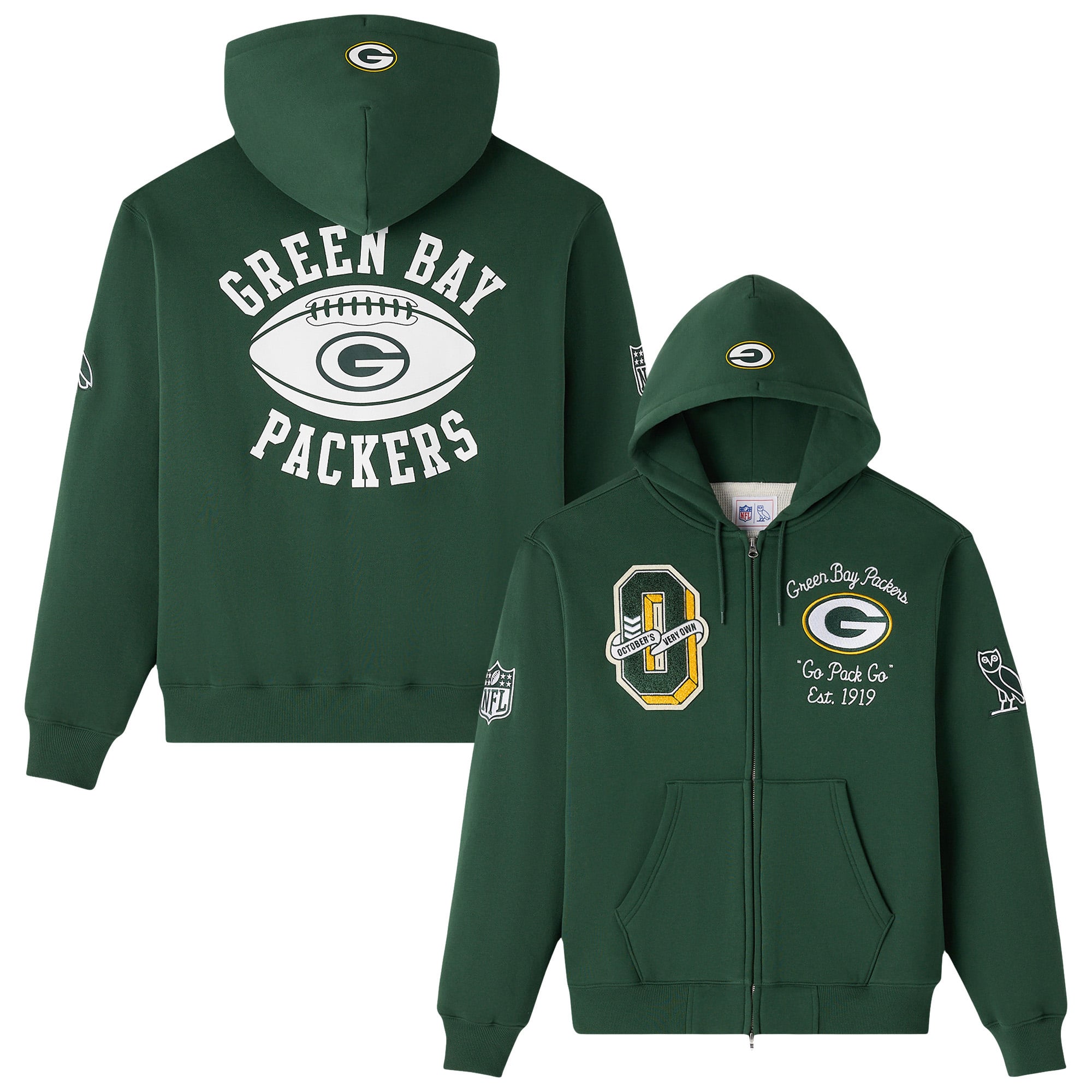 Green Bay Packers X OVO Zip Hoodie - Mens