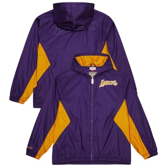 Men's Mitchell & Ness Purple Los Angeles Lakers Playmaker Full-Zip Hooded Windbreaker Jacket