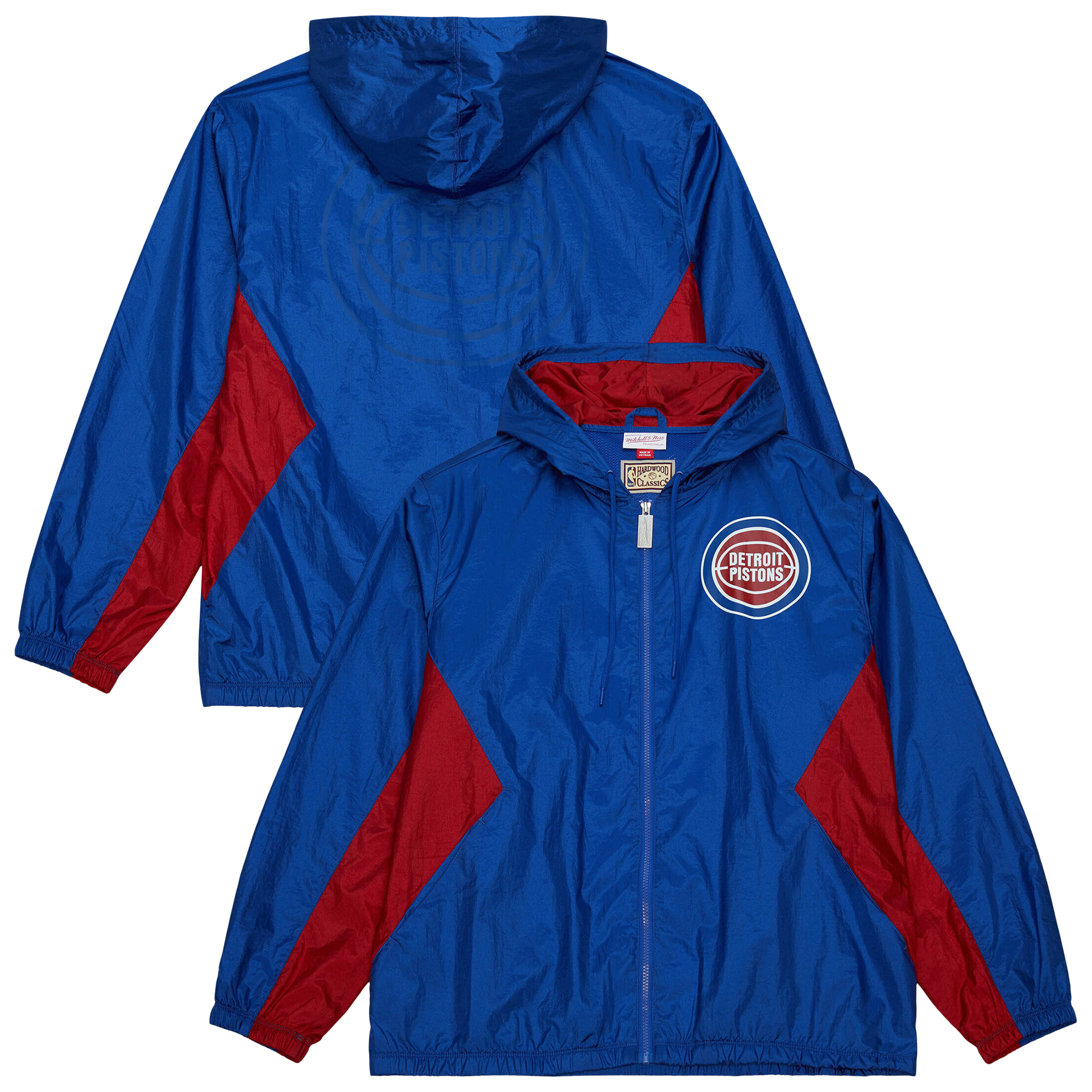 Men’s Mitchell & Ness Blue Detroit Pistons Playmaker Full-Zip Hooded Windbreaker Jacket Men’s Mitchell & Ness Blue Detroit Pistons Playmaker Full-Zip Hooded Windbreaker Jacket