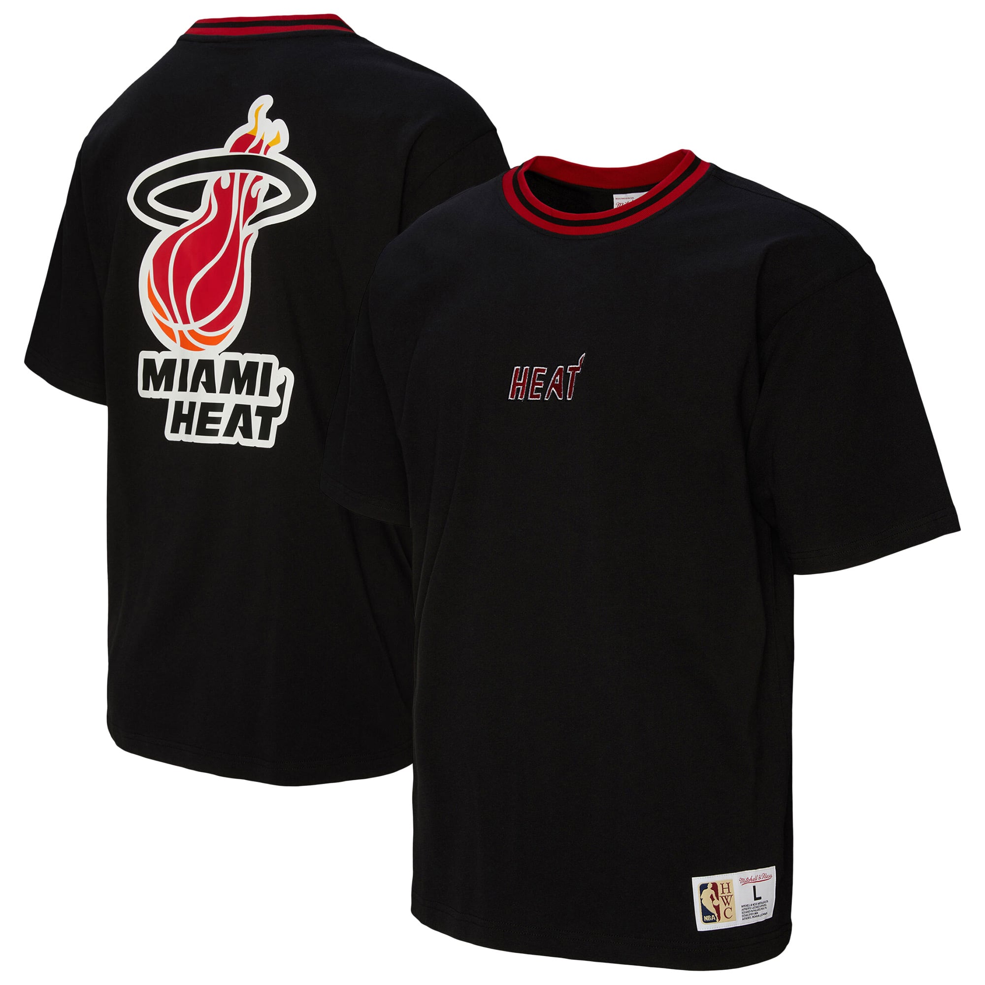 Unisex Mitchell & Ness Black Miami Heat Playmaker Vintage Logo T-Shirt