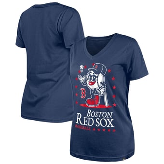 Women's New Era Navy Boston Red Sox Little Miss 2 V-Neck T-Shirt