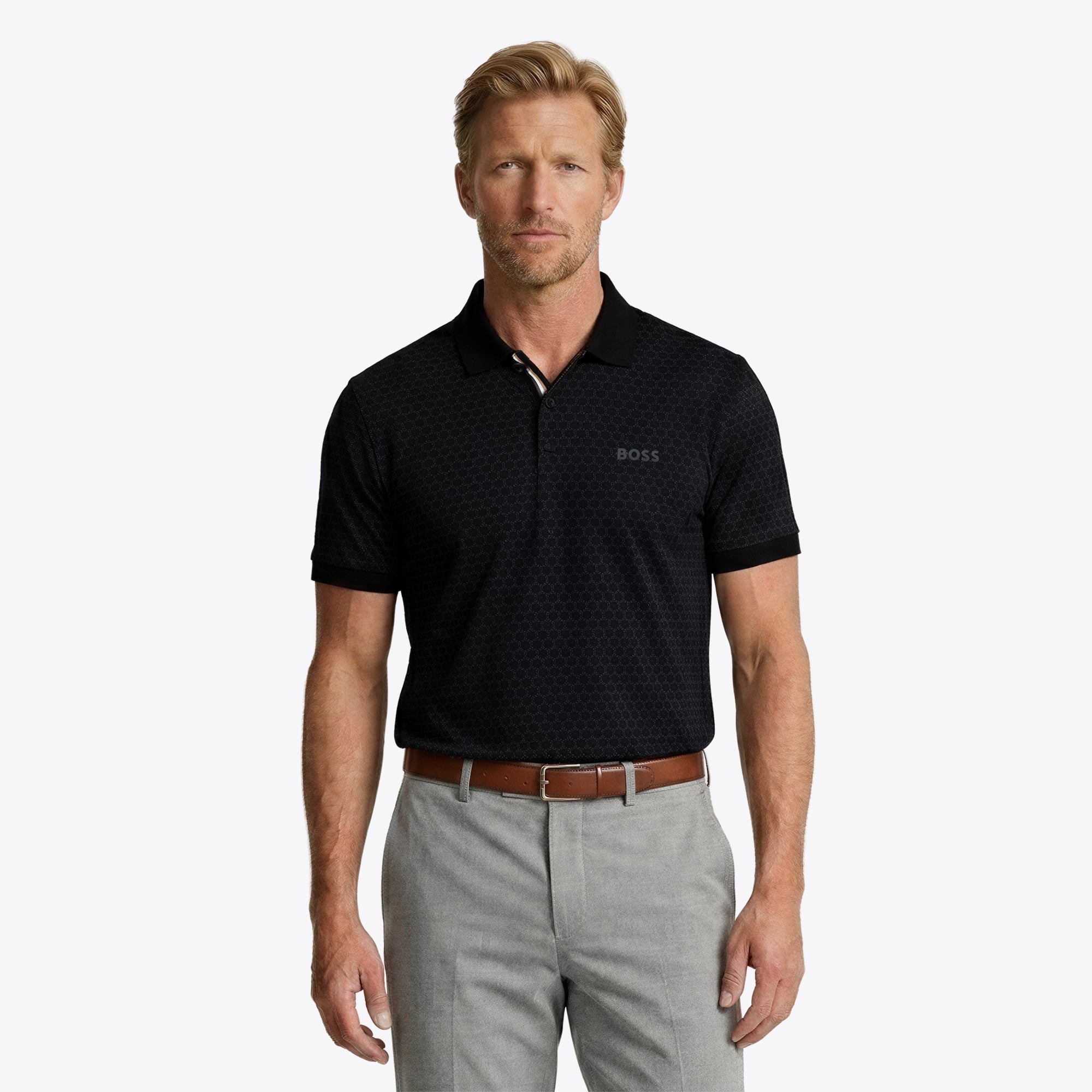 Polo The Open Hugo Boss Chip con motivo - Nero