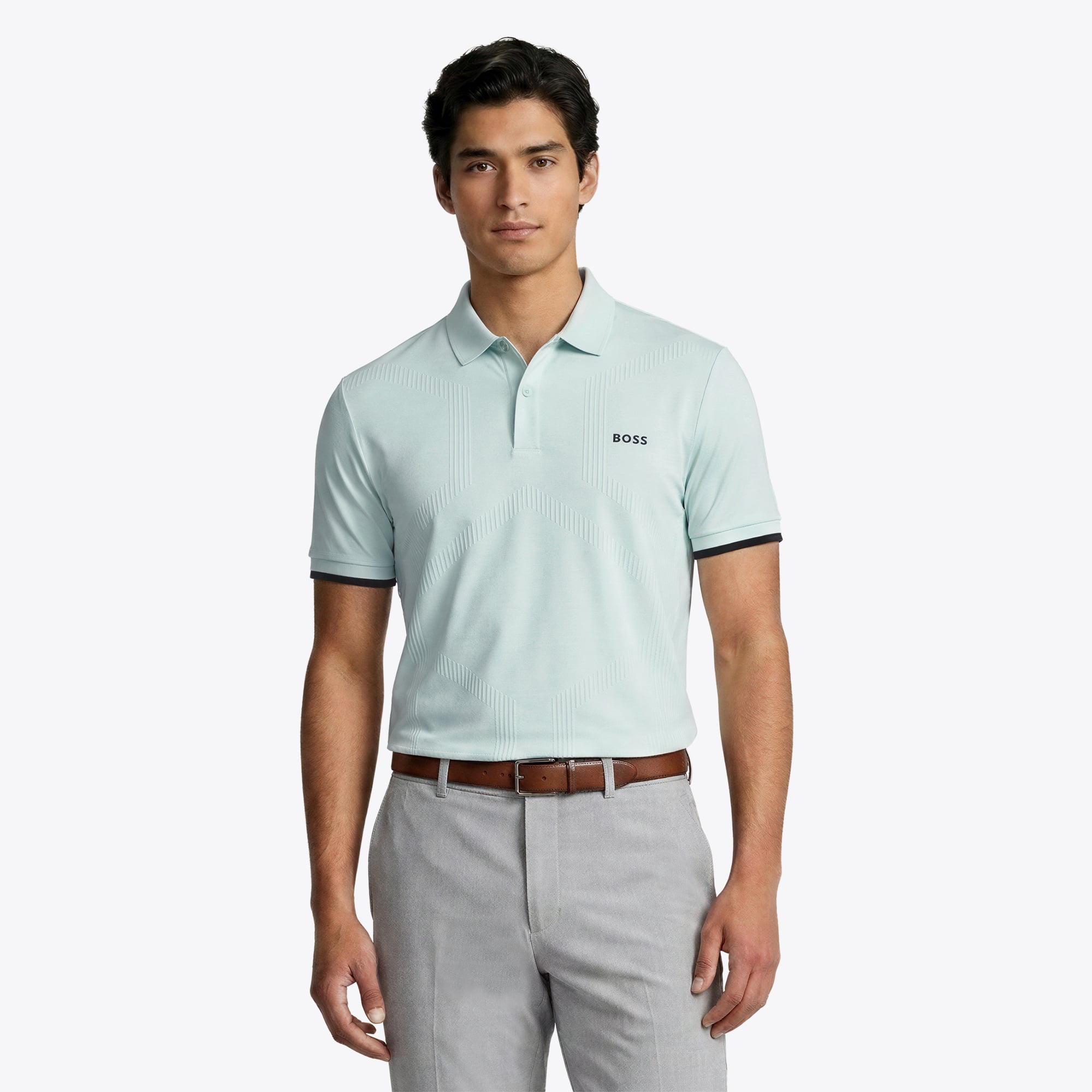 Polo The Open Hugo Boss Chip con stampa esagonale - Acqua