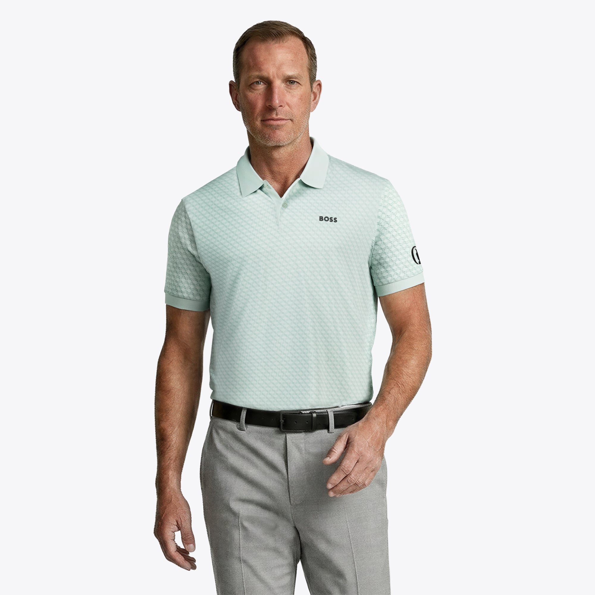 Polo The Open Hugo Boss Chip con motivo esagonale - Acqua