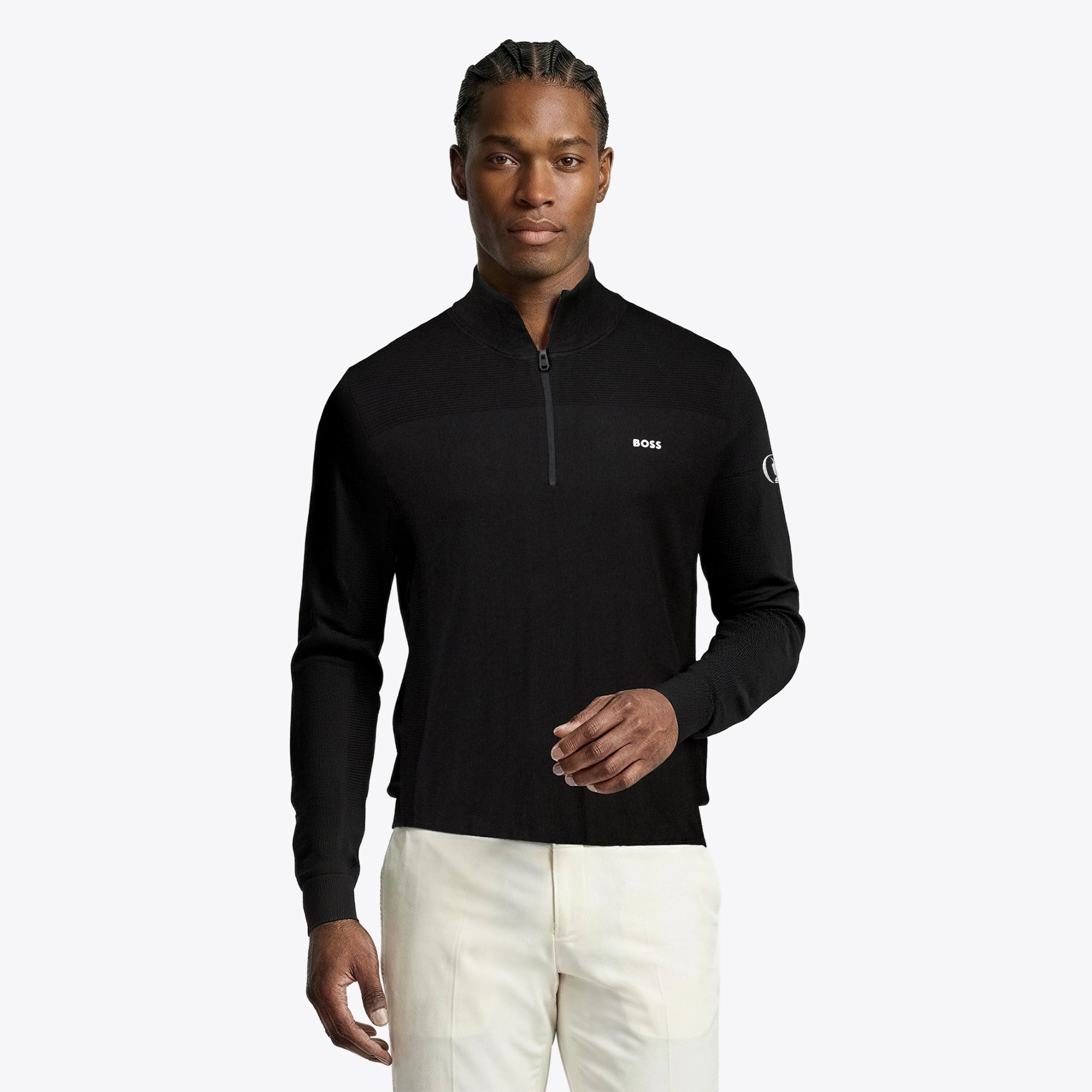 Maglia con cernia 1/4 The Open Hugo Boss Momentum - Nero