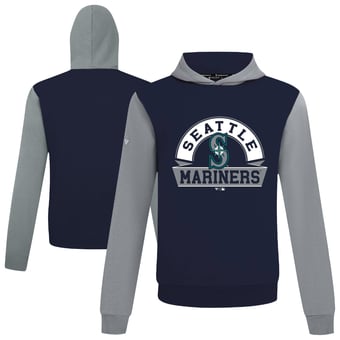 Men's Levelwear College Navy Seattle Mariners Throwback Ultimate Banner Arch Hoodie