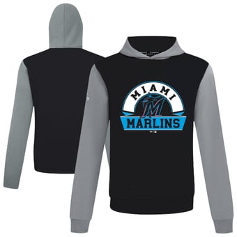 Men's Levelwear Black Miami Marlins Throwback Ultimate Banner Arch Hoodie