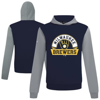 Men's Levelwear Navy Milwaukee Brewers Throwback Ultimate Banner Arch Hoodie