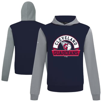Men's Levelwear Navy Cleveland Guardians Throwback Ultimate Banner Arch Hoodie