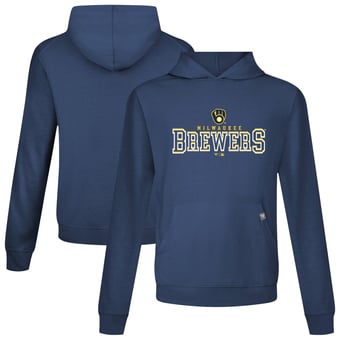 Men's Levelwear Navy Milwaukee Brewers Relay Journey Pullover Hoodie