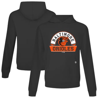 Men's Levelwear Black Baltimore Orioles Relay Banner Arch Pullover Hoodie