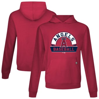 Men's Levelwear Red Los Angeles Angels Relay Banner Arch Pullover Hoodie