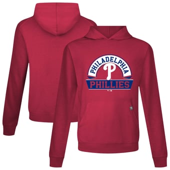 Men's Levelwear Red Philadelphia Phillies Relay Banner Arch Pullover Hoodie