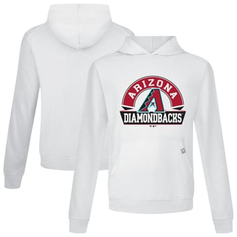 Men's Levelwear White Arizona Diamondbacks Relay Banner Arch Pullover Hoodie
