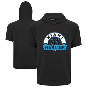 Men's Levelwear Black Miami Marlins Phase Banner Arch Hoodie T-Shirt
