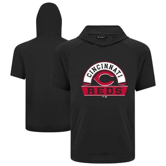 Men's Levelwear Black Cincinnati Reds Phase Banner Arch Hoodie T-Shirt