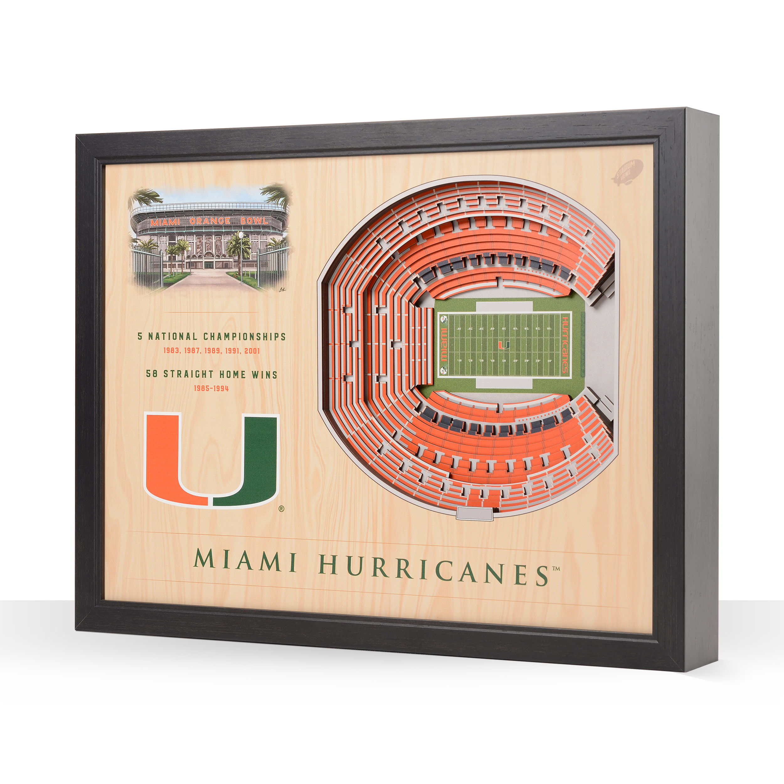 Fanpoint Miami Hurricanes 25-Layer StadiumView 3D Wall Art