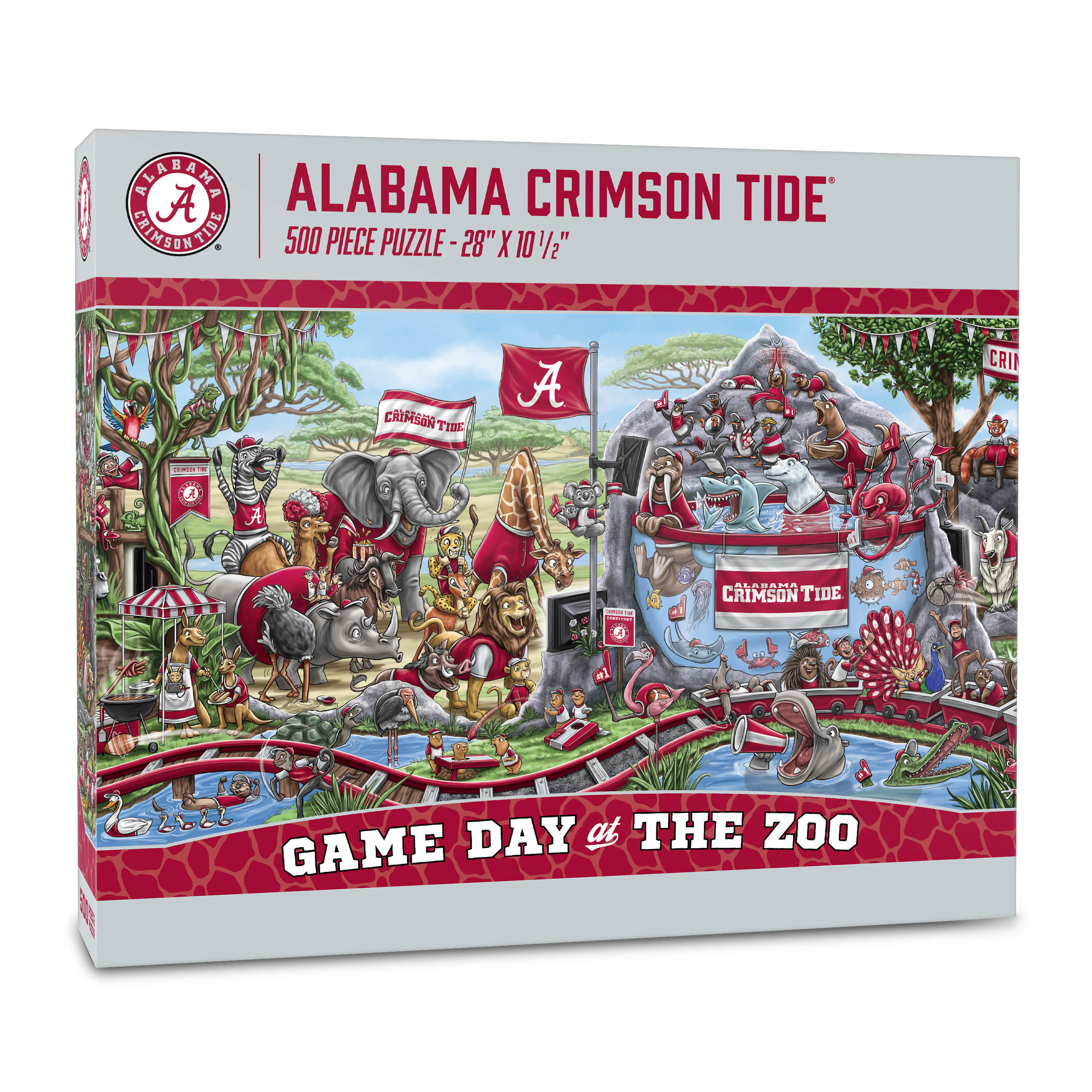 Fanpoint Alabama Crimson Tide 10.5" x 28" Game Day at the Zoo 500-Piece Puzzle