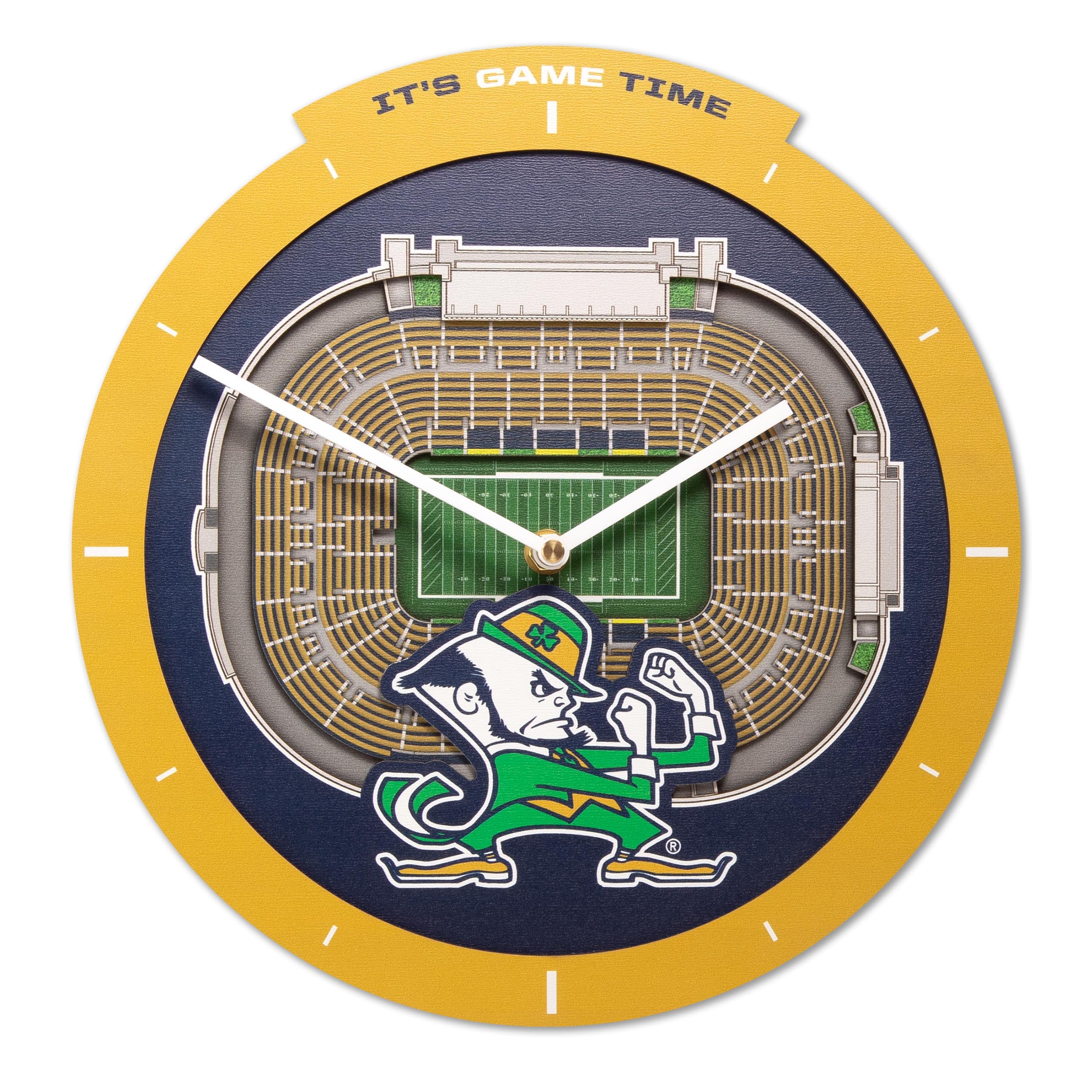 IDNA Notre Dame Fighting Irish StadiumView 3D Wall Clock