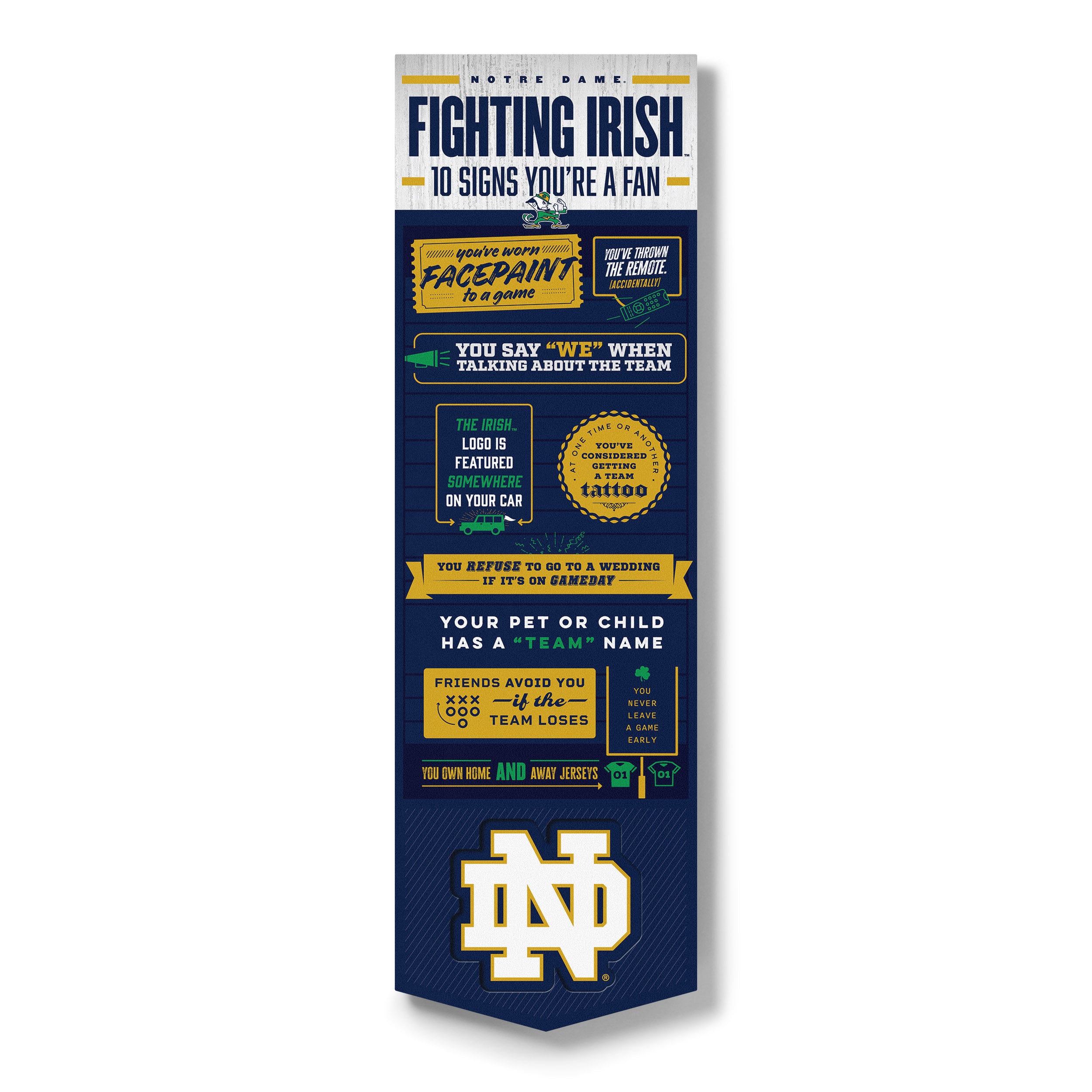 IDNA Notre Dame Fighting Irish 6" x 19" Top Ten Sign 3D Wall Art