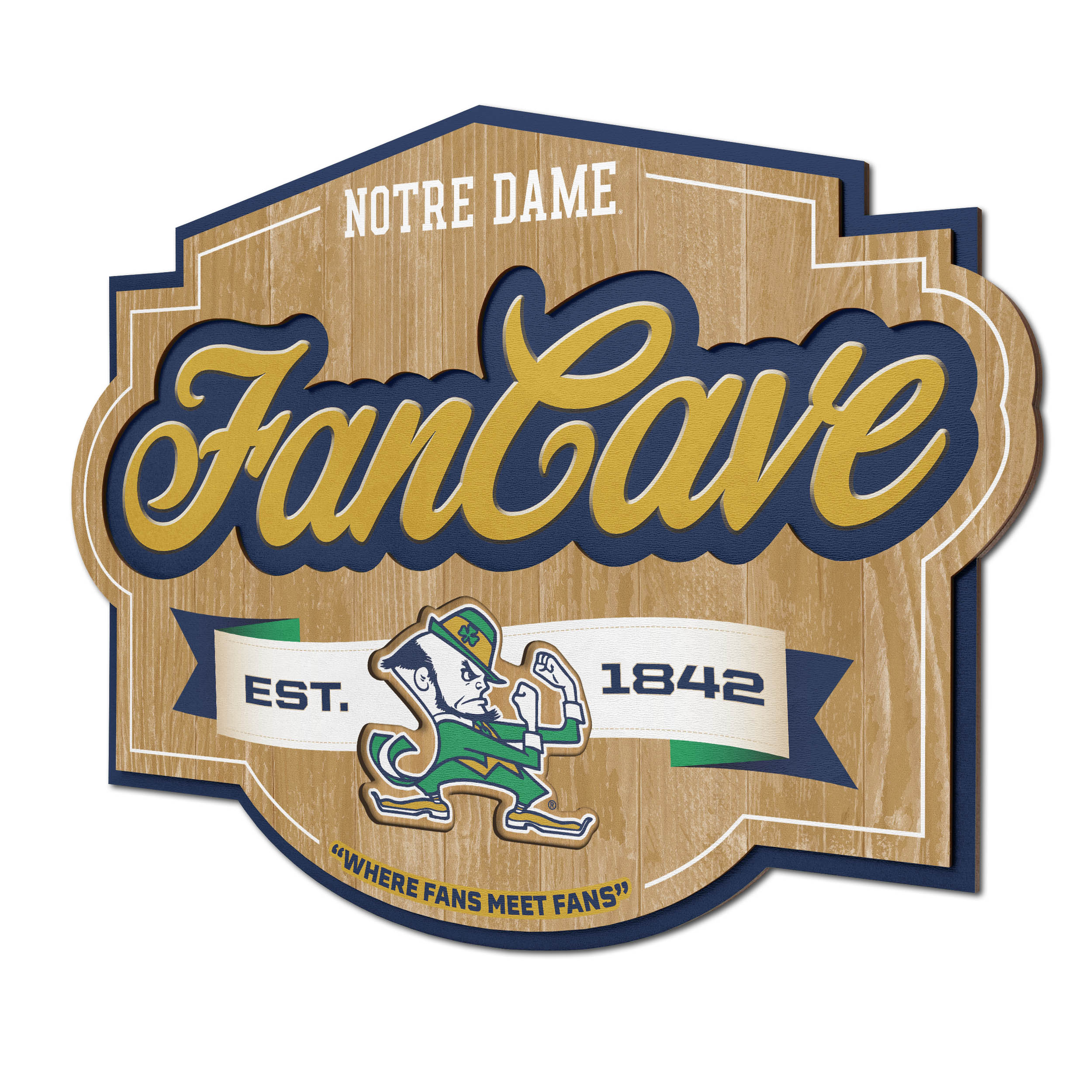 IDNA Notre Dame Fighting Irish 12.5" x 17" Fan Cave Sign