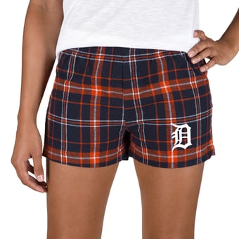 Women's Concepts Sport Navy/Orange Detroit Tigers Ultimate Flannel Shorts