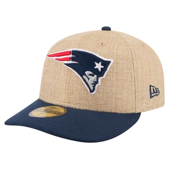 Men's New Era  Natural/Navy New England Patriots Pre-Curved Twine 59FIFTY Fitted Hat
