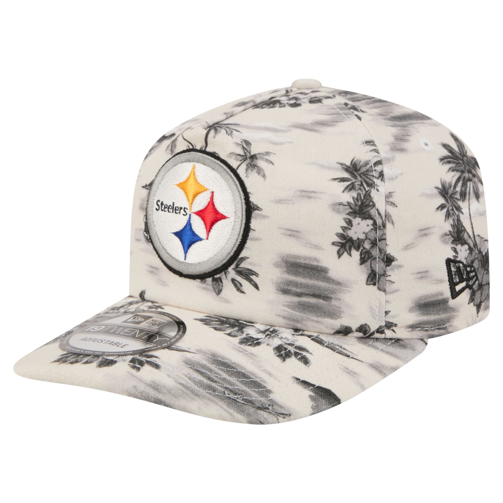 Men's New Era White Pittsburgh Steelers Tropics 19TWENTY Adjustable Hat