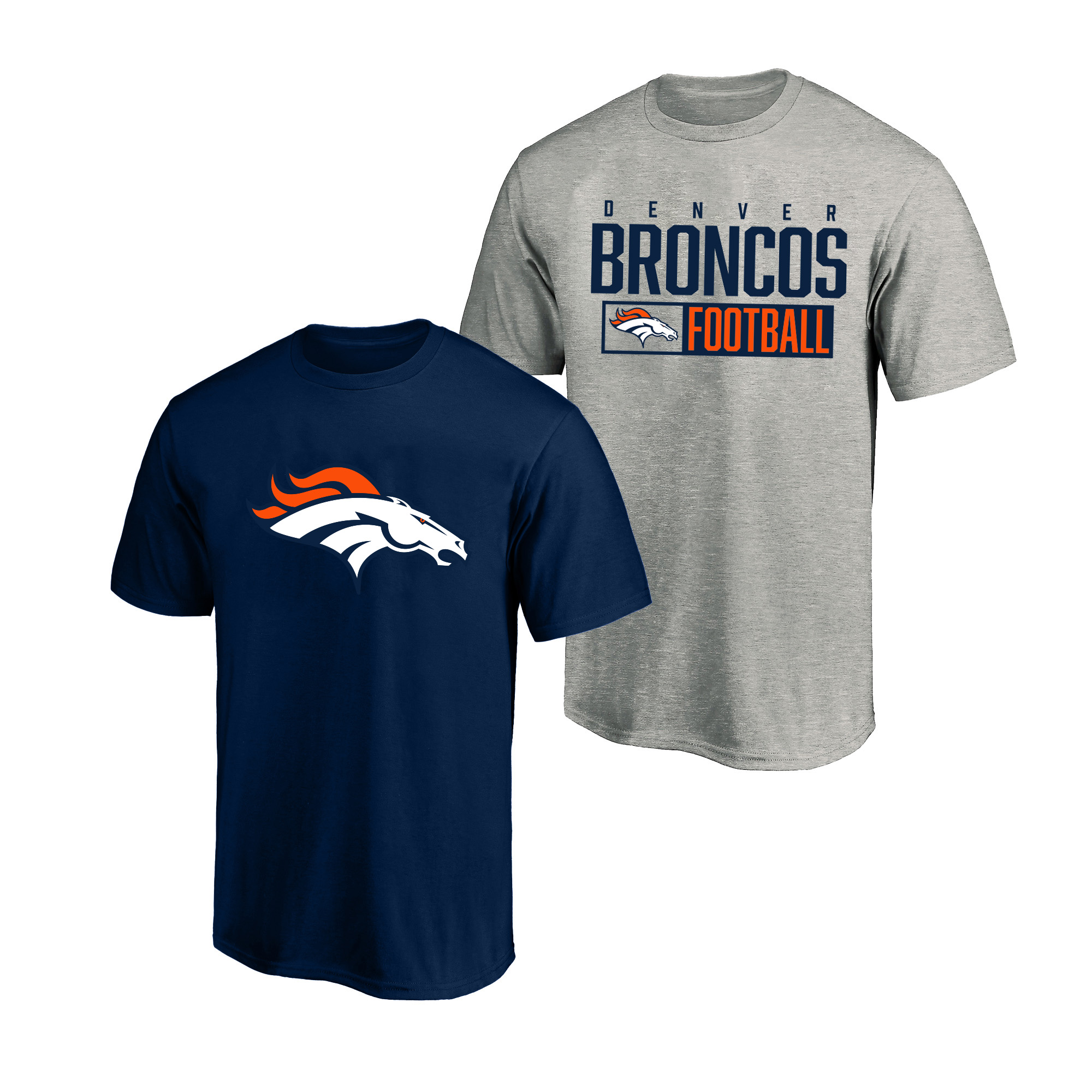 Men's Fanatics  Heather Gray/Navy Denver Broncos Big & Tall 2-Pack T-Shirt Set