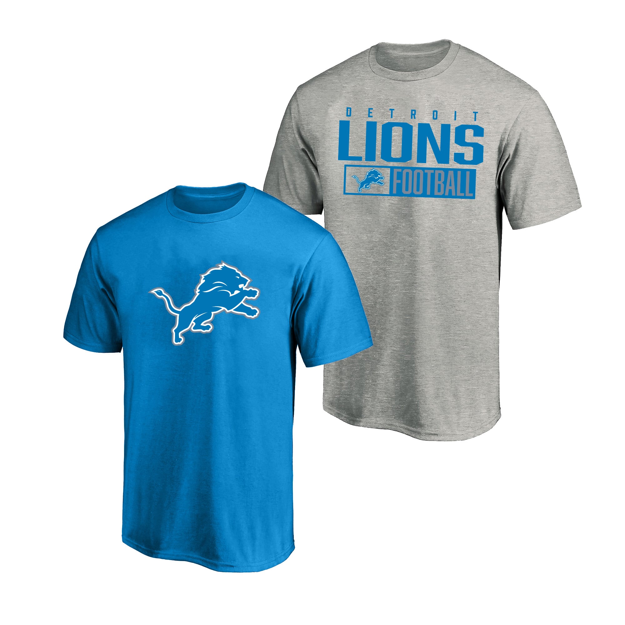 Men's Fanatics  Heather Gray/Blue Detroit Lions Big & Tall 2-Pack T-Shirt Set
