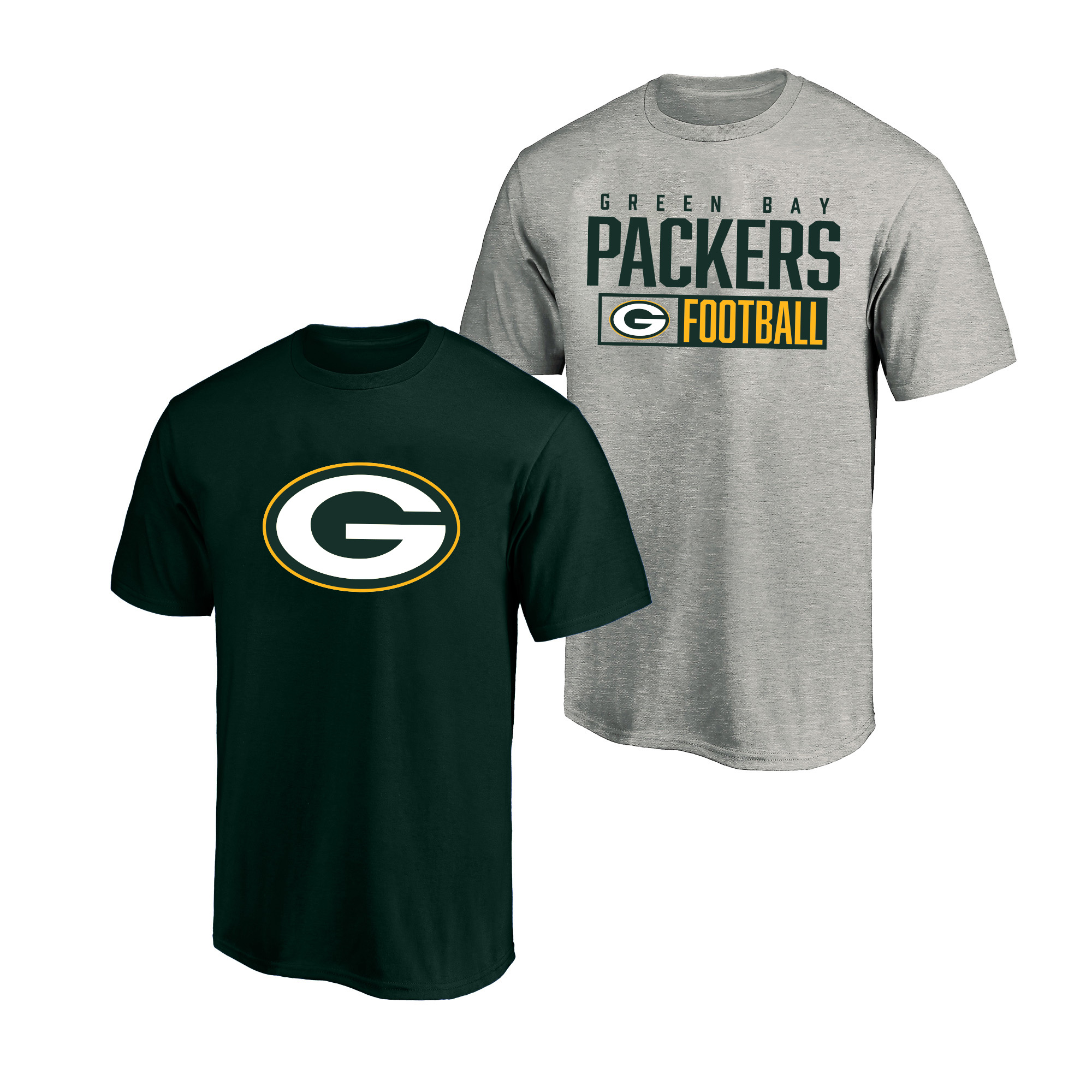 Men's Fanatics  Heather Gray/Green Green Bay Packers Big & Tall 2-Pack T-Shirt Set