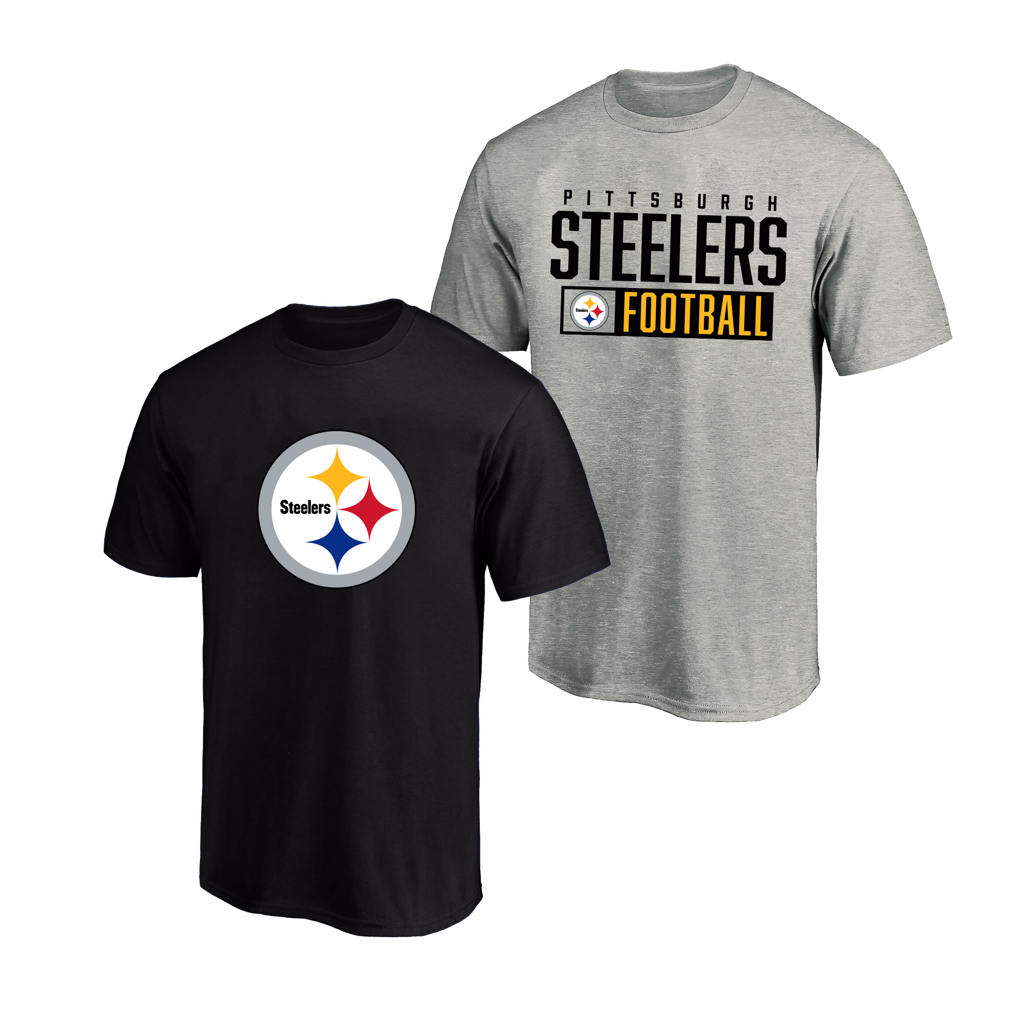 Men's Fanatics  Heather Gray/Black Pittsburgh Steelers Big & Tall 2-Pack T-Shirt Set
