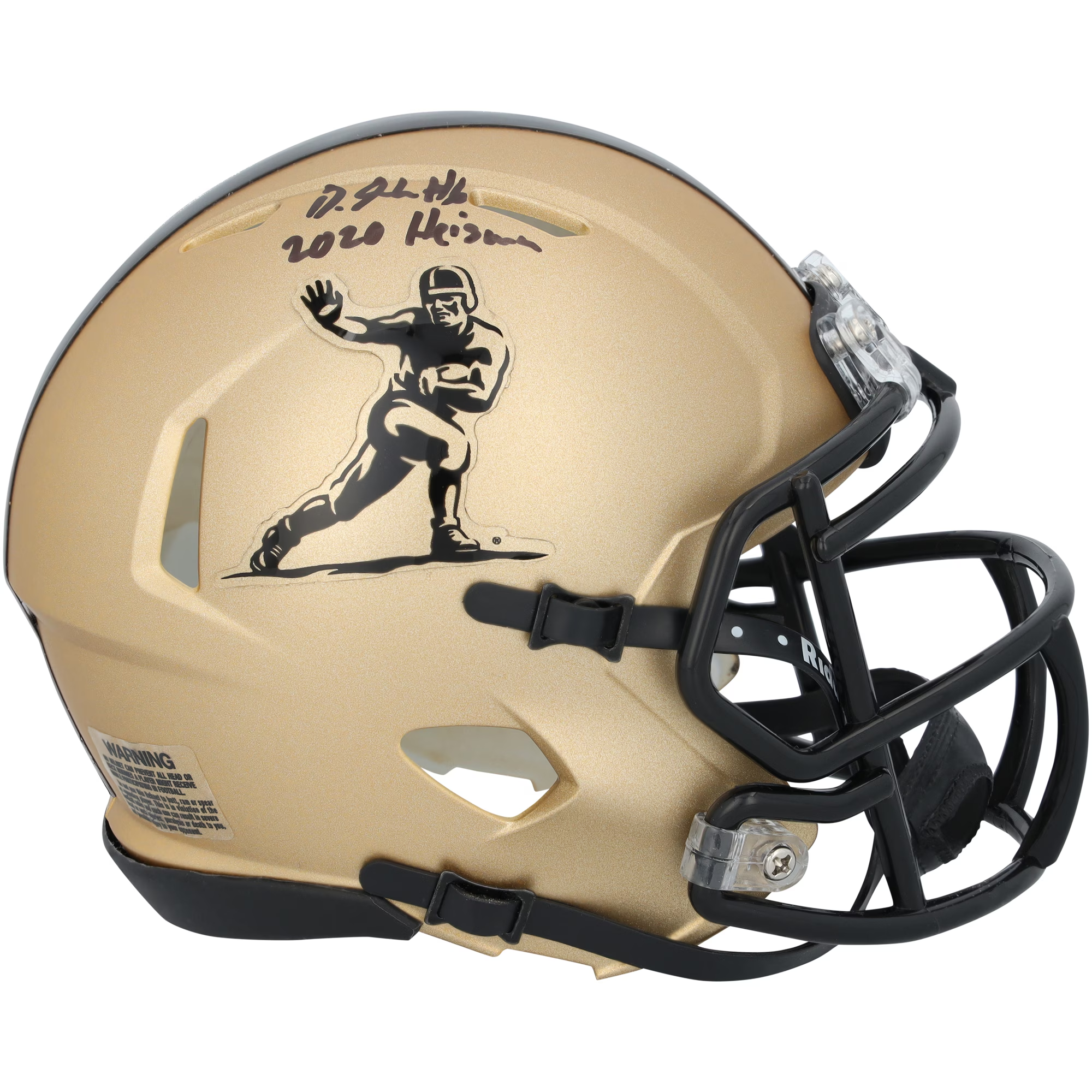 DeVonta Smith Alabama Crimson Tide Autographed Riddell Gold Heisman Speed Mini Helmet with "2020 Heisman" Inscription