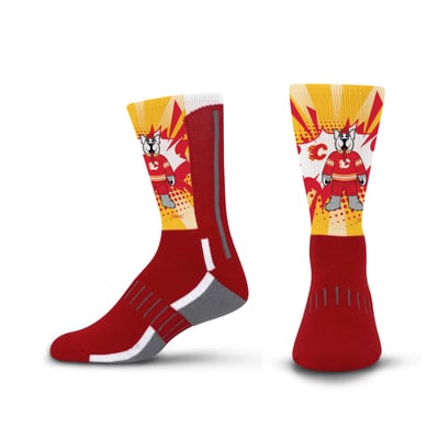 Youth For Bare Feet Calgary Flames Mascot Ka-Pow Crew Socks