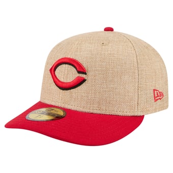 Men's New Era  Natural/Red Cincinnati Reds Twine 59FIFTY Fitted Hat