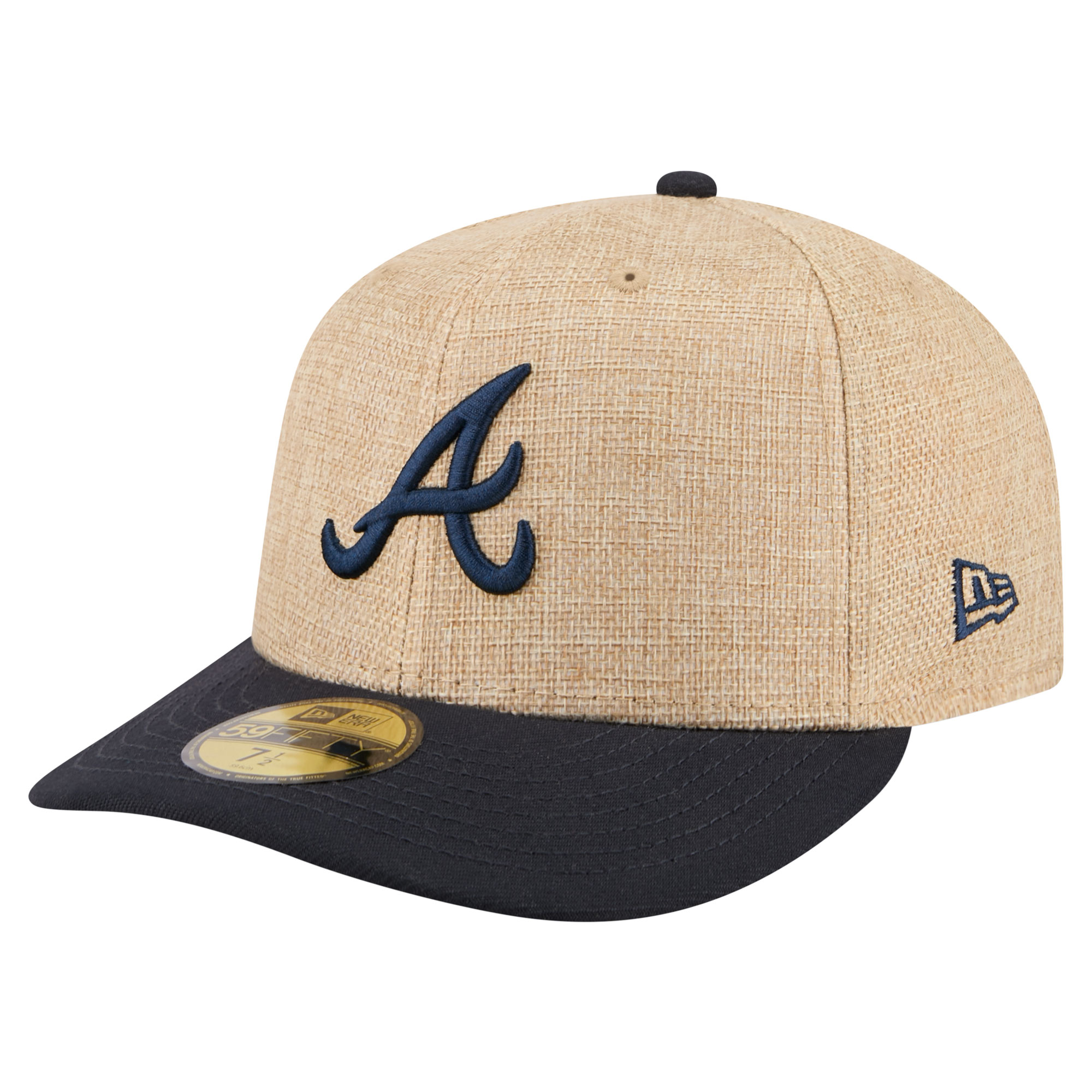 Men's New Era  Natural/Navy Atlanta Braves Twine 59FIFTY Fitted Hat