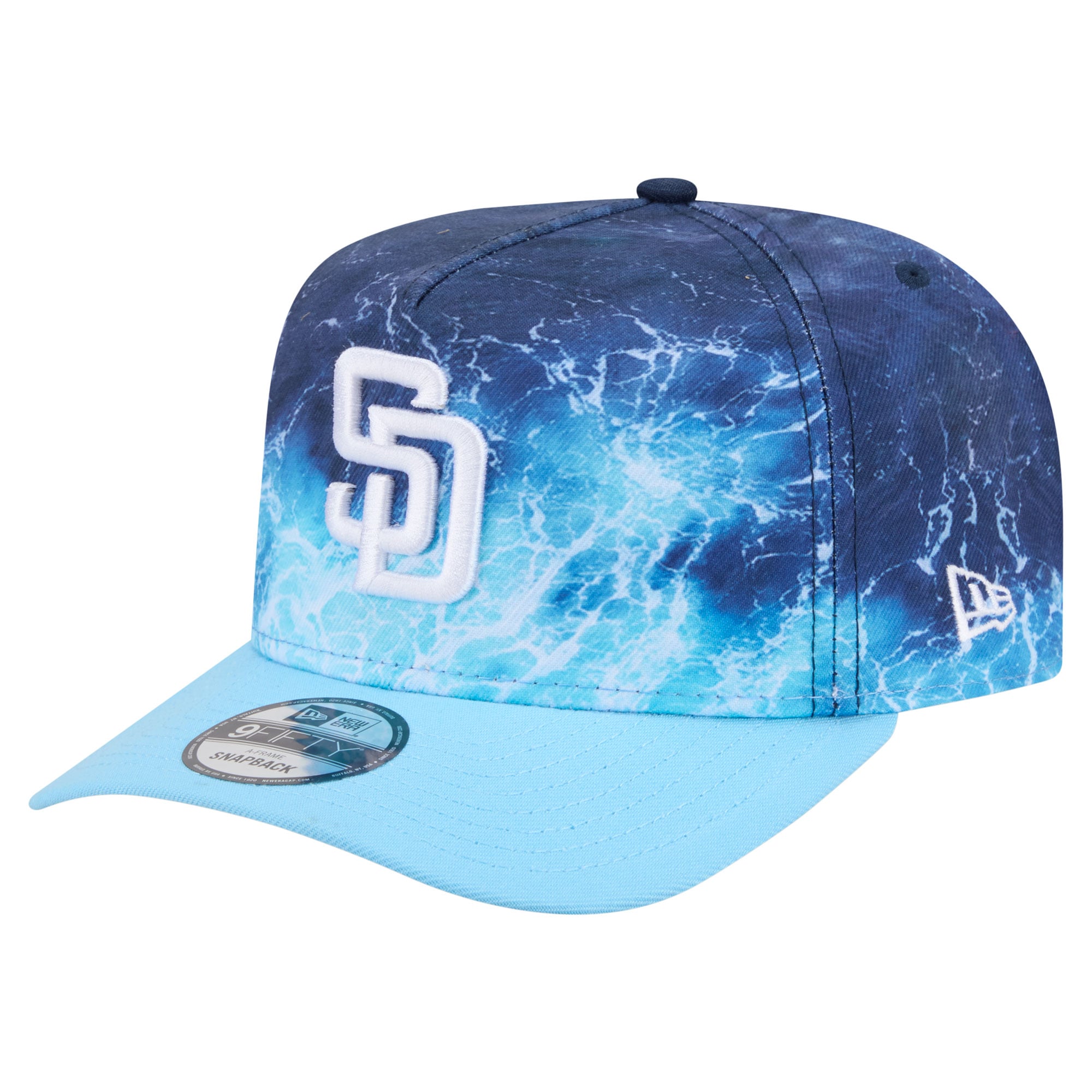 Men's New Era  Light Blue San Diego Padres Deep Water Pre-Curved 9FIFTY A-Frame Snapback Hat