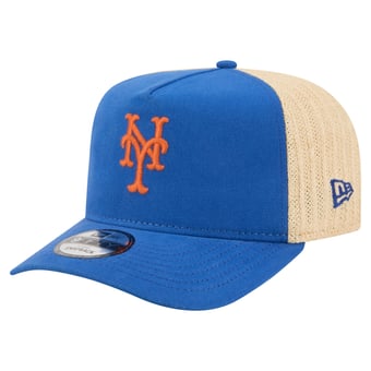 Men's New Era  Royal/Natural New York Mets Grained 9FIFTY A-Frame Trucker Adjustable Hat