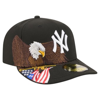 Men's New Era Black New York Yankees Americana Bald Eagle Pre-Curved 59FIFTY Fitted Hat