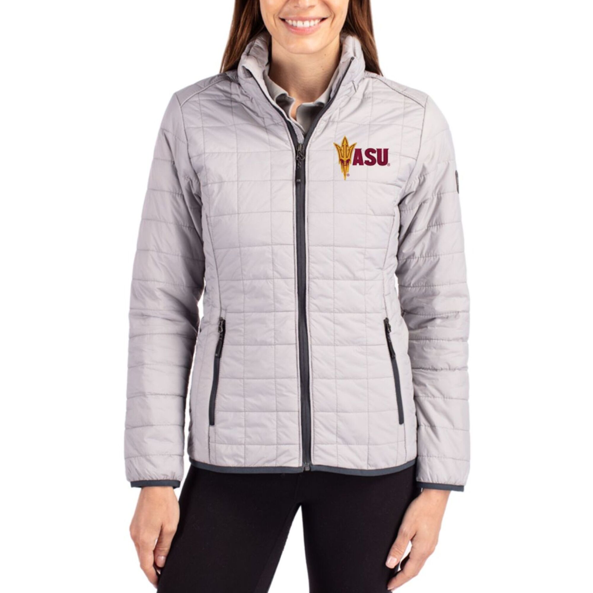 Women's Cutter & Buck Gray Arizona State Sun Devils Rainier PrimaLoft® Eco Insulated Full-Zip Puffer Jacket