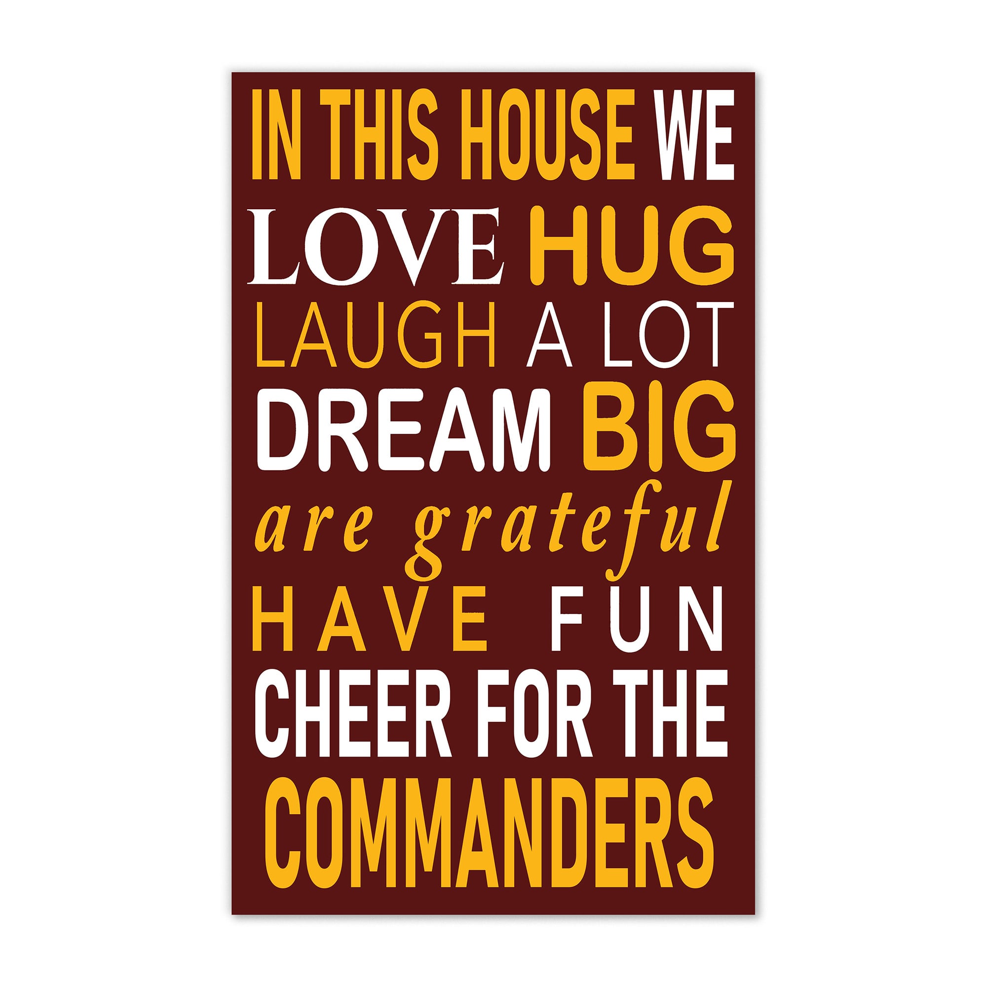 Washington Commanders 11" x 19" Briteline In This House Sign