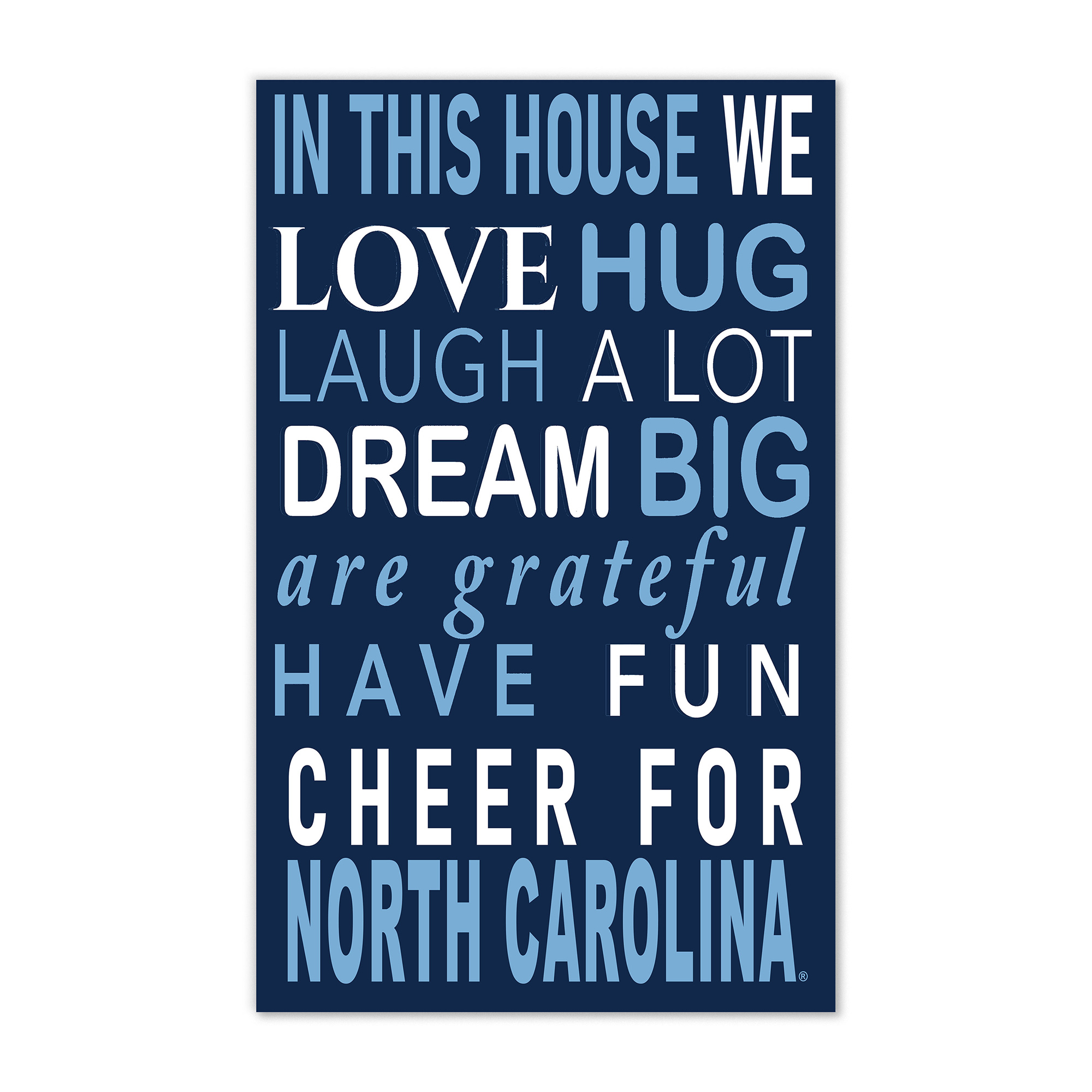 North Carolina Tar Heels 11" x 19" Briteline In This House Sign